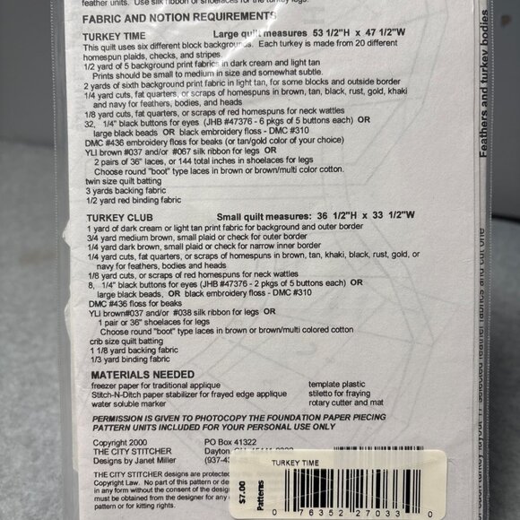 Turkey Time Quilt Pattern By The City Stitcher Janet Miller Design - Picture 2 of 6